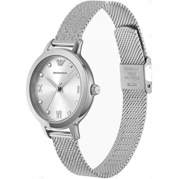 Emporio Armani Ladies Cleo 32mm Stone Set Mesh Watch