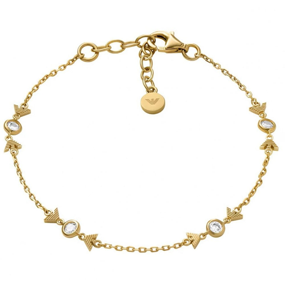 Emporio Armani Ladies Eagle Logo Gold Plated Station Bracelet