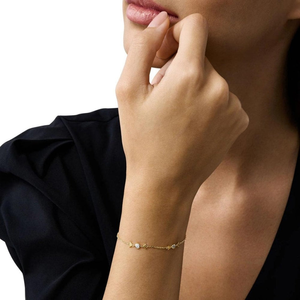 Emporio Armani Ladies Eagle Logo Gold Plated Station Bracelet