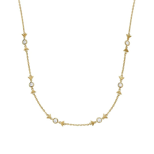 Emporio Armani Ladies Eagle Logo Gold Plated Station Necklace