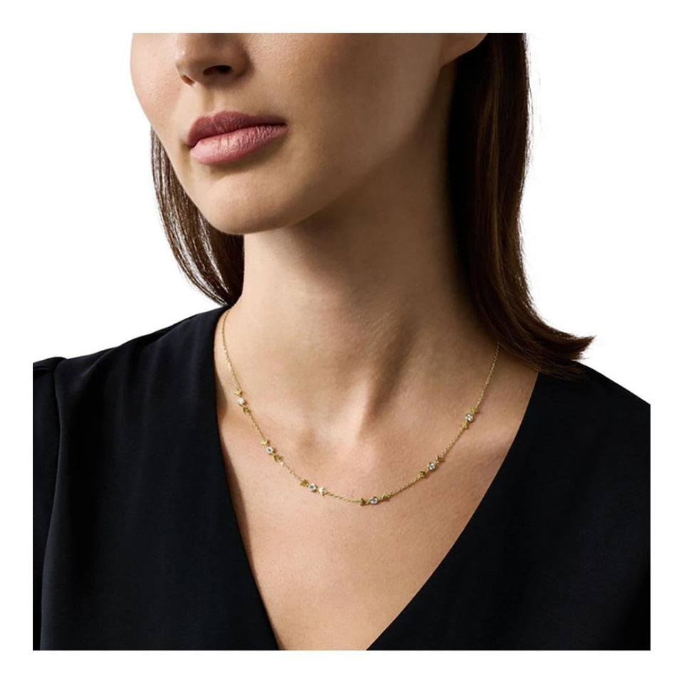 Emporio Armani Ladies Eagle Logo Gold Plated Station Necklace