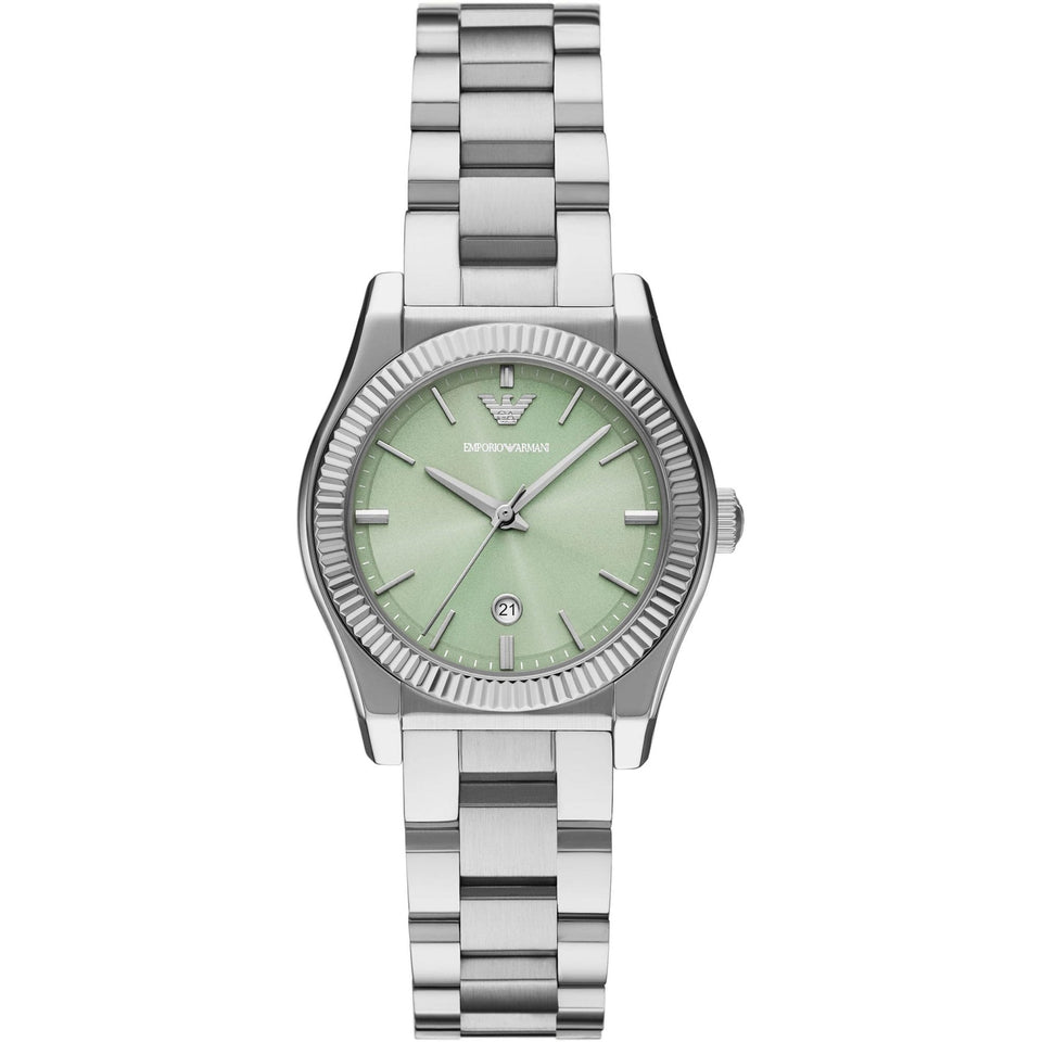 Emporio Armani Ladies Federica Green Dial 32mm Bracelet Watch