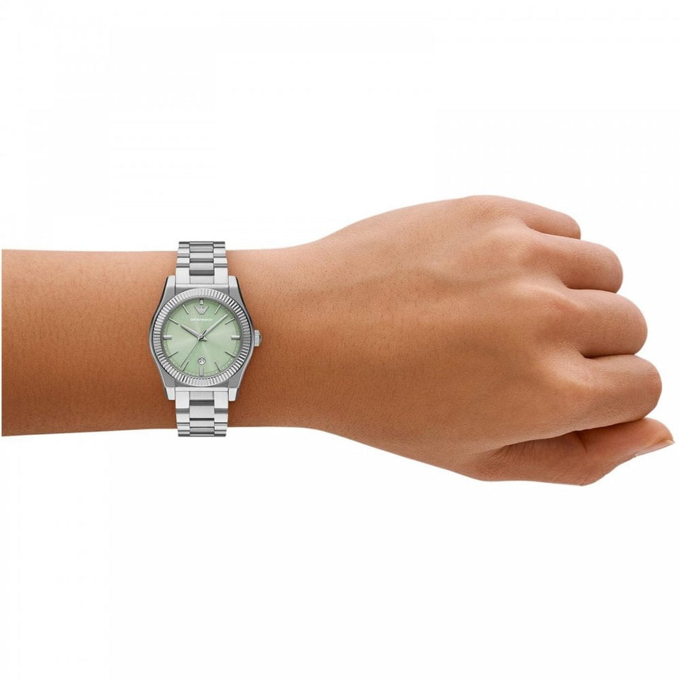 Emporio Armani Ladies Federica Green Dial 32mm Bracelet Watch