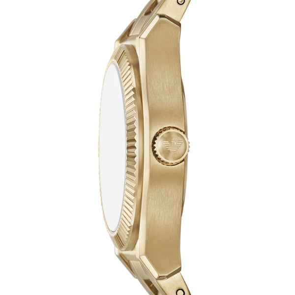 Emporio Armani Ladies Federica Mother Of Pearl Dial Gold Plated Watch
