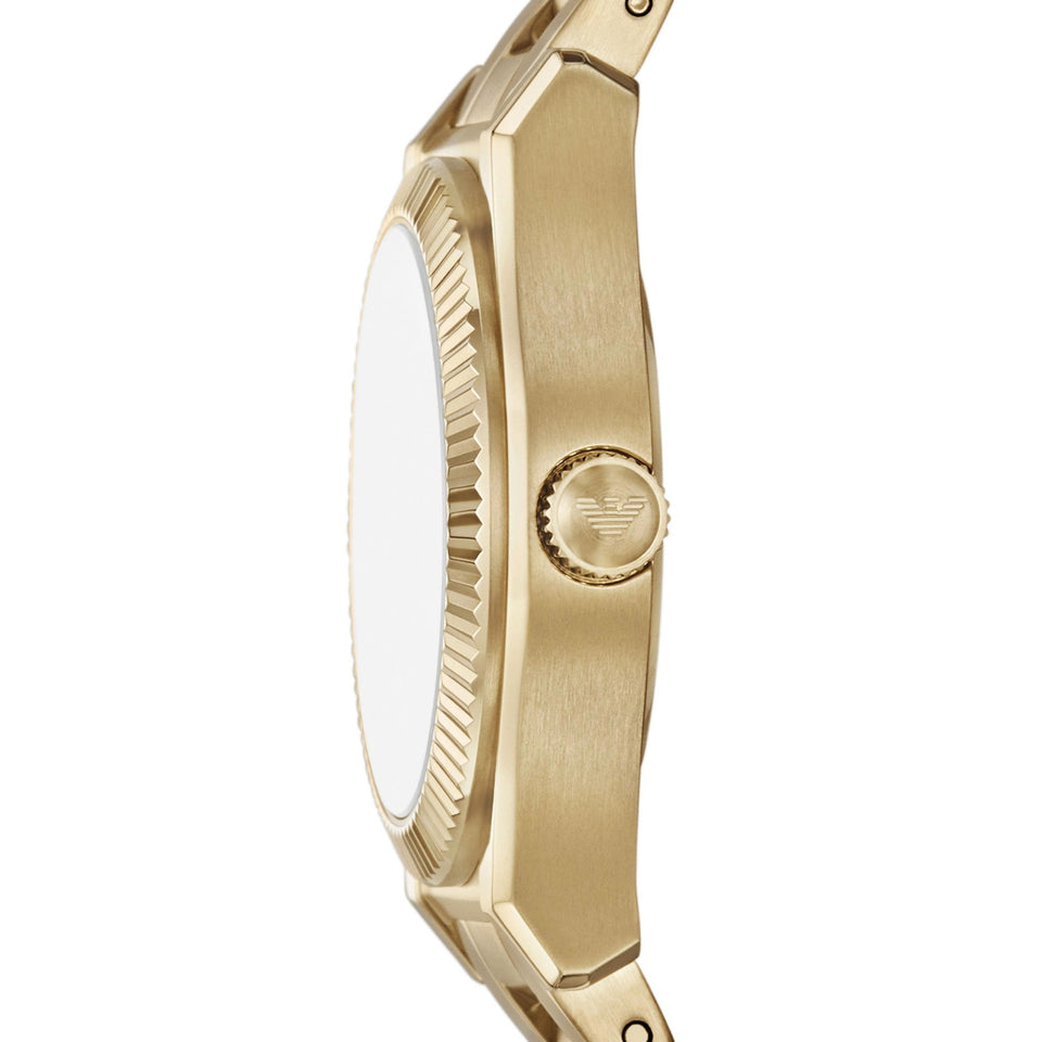 Emporio Armani Ladies Federica Mother Of Pearl Dial Gold Plated Watch