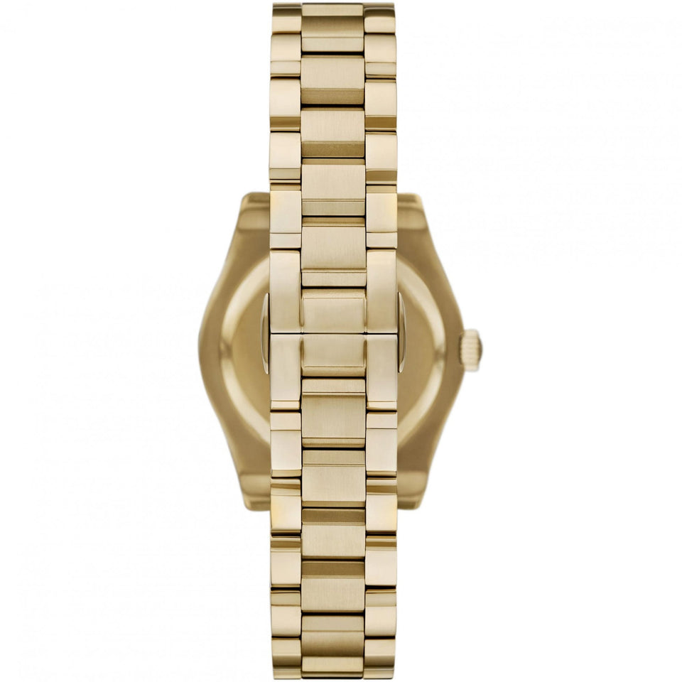 Emporio Armani Ladies Federica Mother Of Pearl Dial Gold Plated Watch