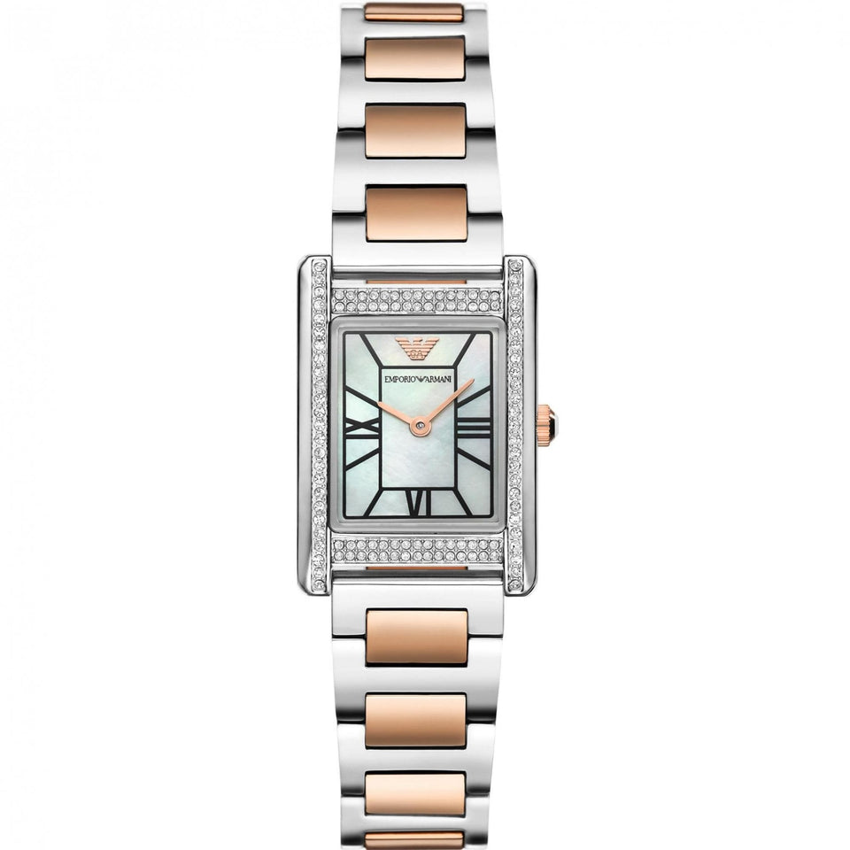Emporio Armani Ladies Genni Mother Of Pearl Two Tone Watch