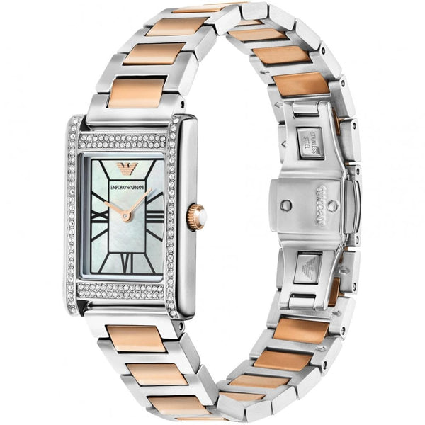 Emporio Armani Ladies Genni Mother Of Pearl Two Tone Watch