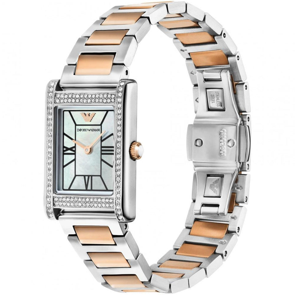 Emporio Armani Ladies Genni Mother Of Pearl Two Tone Watch