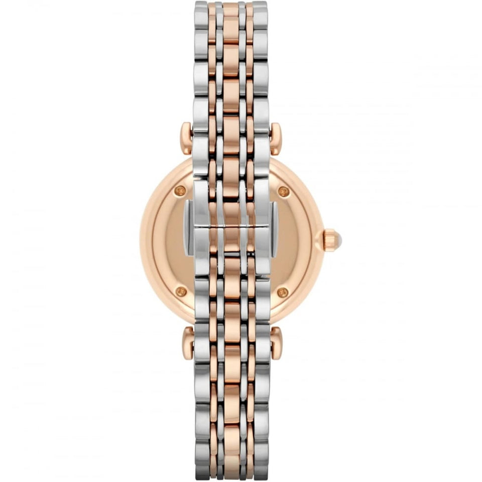 Emporio Armani Ladies Gianni T-Bar 32mm Two Tone Stone Set Watch