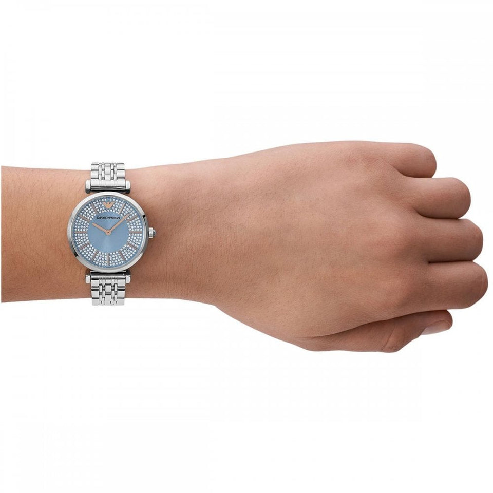 Emporio Armani Ladies Gianni T-Bar Blue Dial Watch