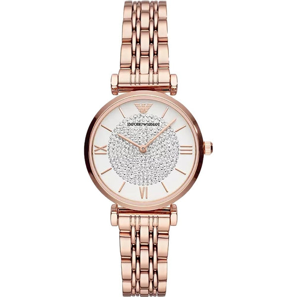 Emporio Armani Ladies Gianni T-Bar Rose Plated Bracelet Watch