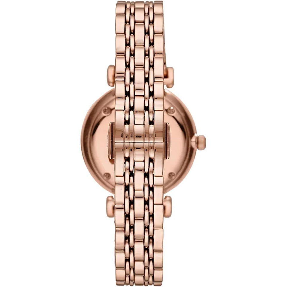 Emporio Armani Ladies Gianni T-Bar Rose Plated Bracelet Watch