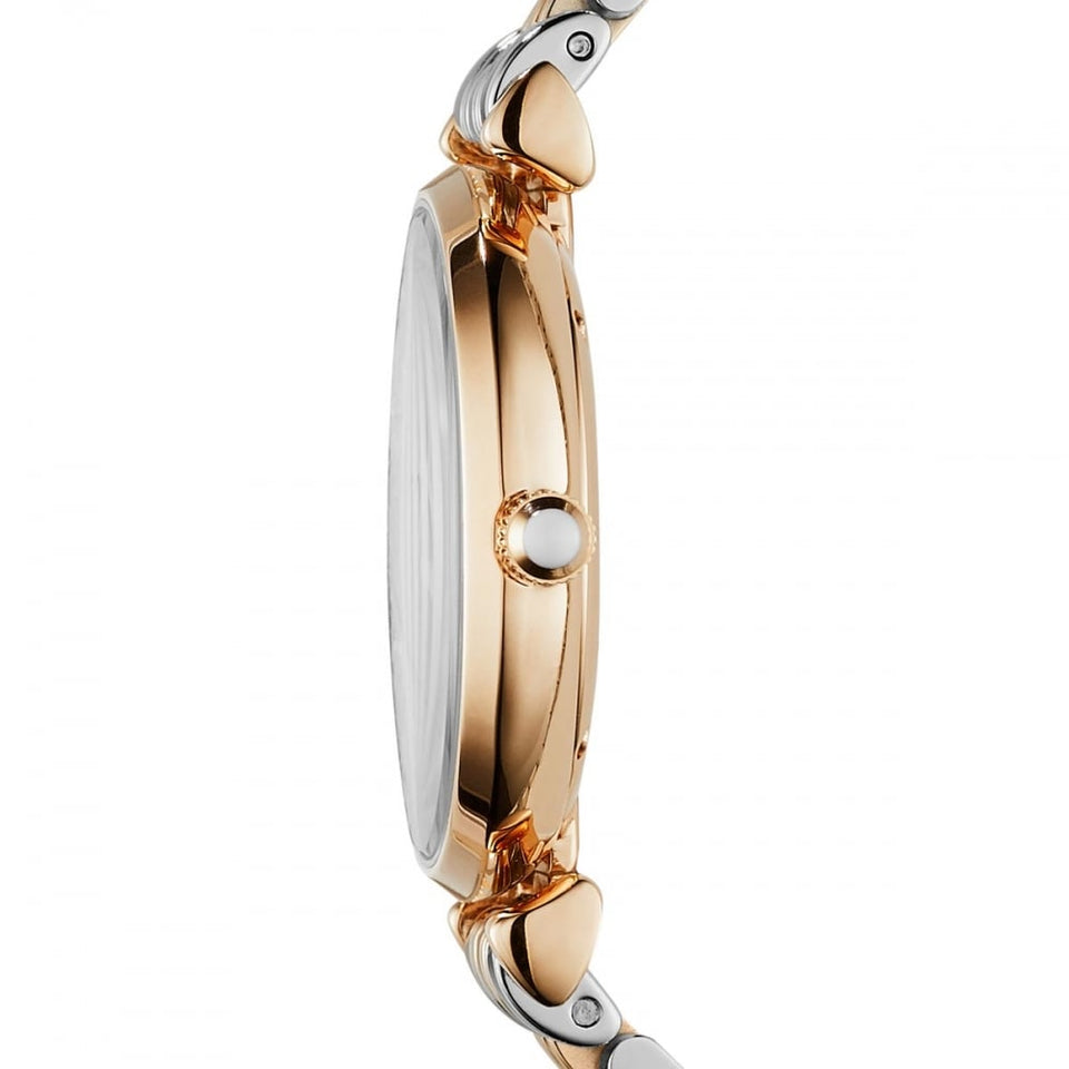 Emporio Armani Ladies Gianni T-Bar Stone Set 32mm Two Tone Watch