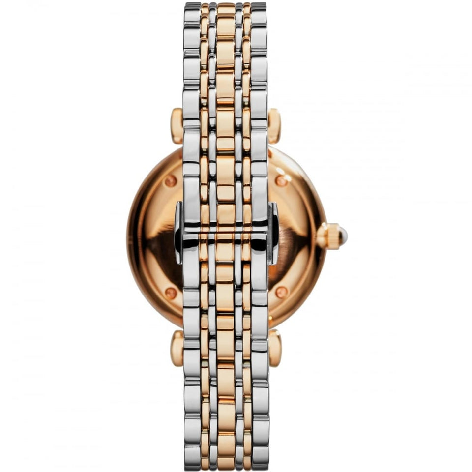 Emporio Armani Ladies Gianni T-Bar Stone Set 32mm Two Tone Watch
