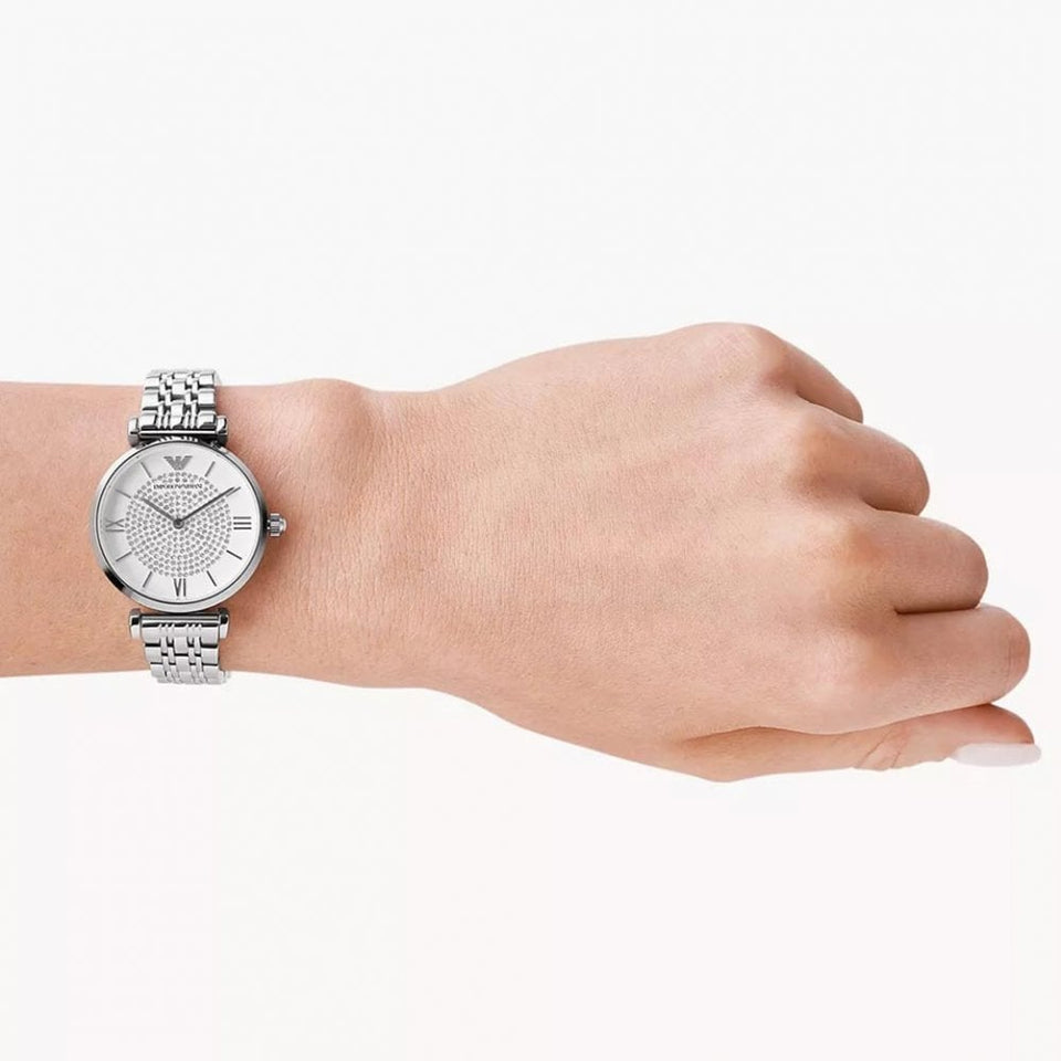 Emporio Armani Ladies Gianni T-Bar Stone Set Bracelet Watch