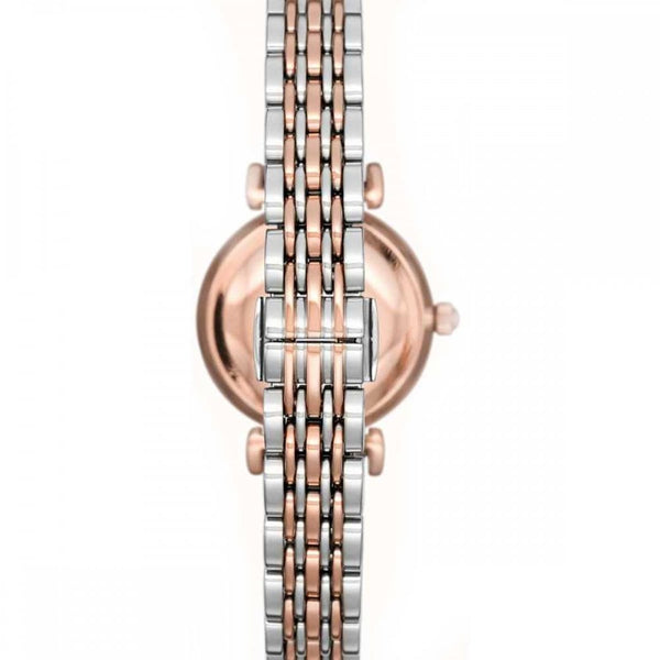 Emporio Armani Ladies Gianni Two Tone T-Bar Pink Dial Watch