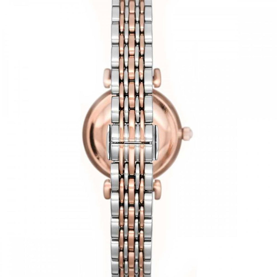 Emporio Armani Ladies Gianni Two Tone T-Bar Pink Dial Watch