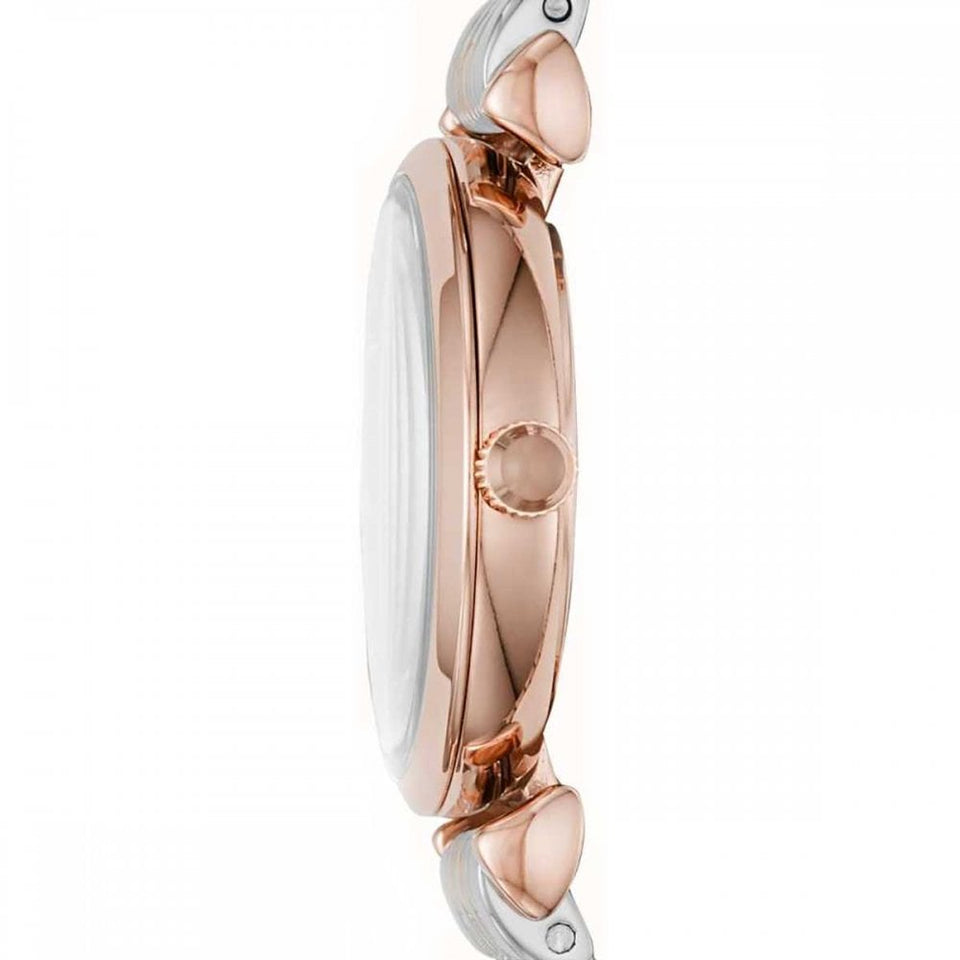 Emporio Armani Ladies Gianni Two Tone T-Bar Pink Dial Watch