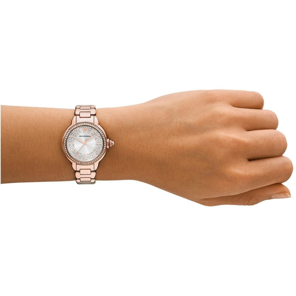 Emporio Armani Ladies Mia 32mm Stone Set Rose Gold Bracelet Watch