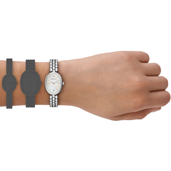 Emporio Armani Ladies Sinfonia Mother Of Pearl Oval Dial Watch
