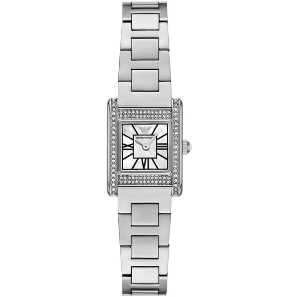 Emporio Armani Ladies Stone Set Mother Of Pearl Dial Bracelet Watch