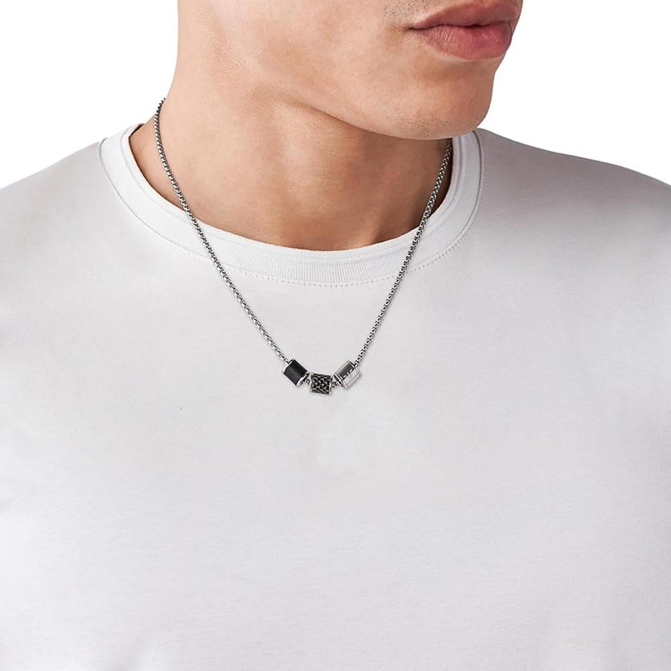 Emporio Armani Men's Beaded Stainless Steel Necklace