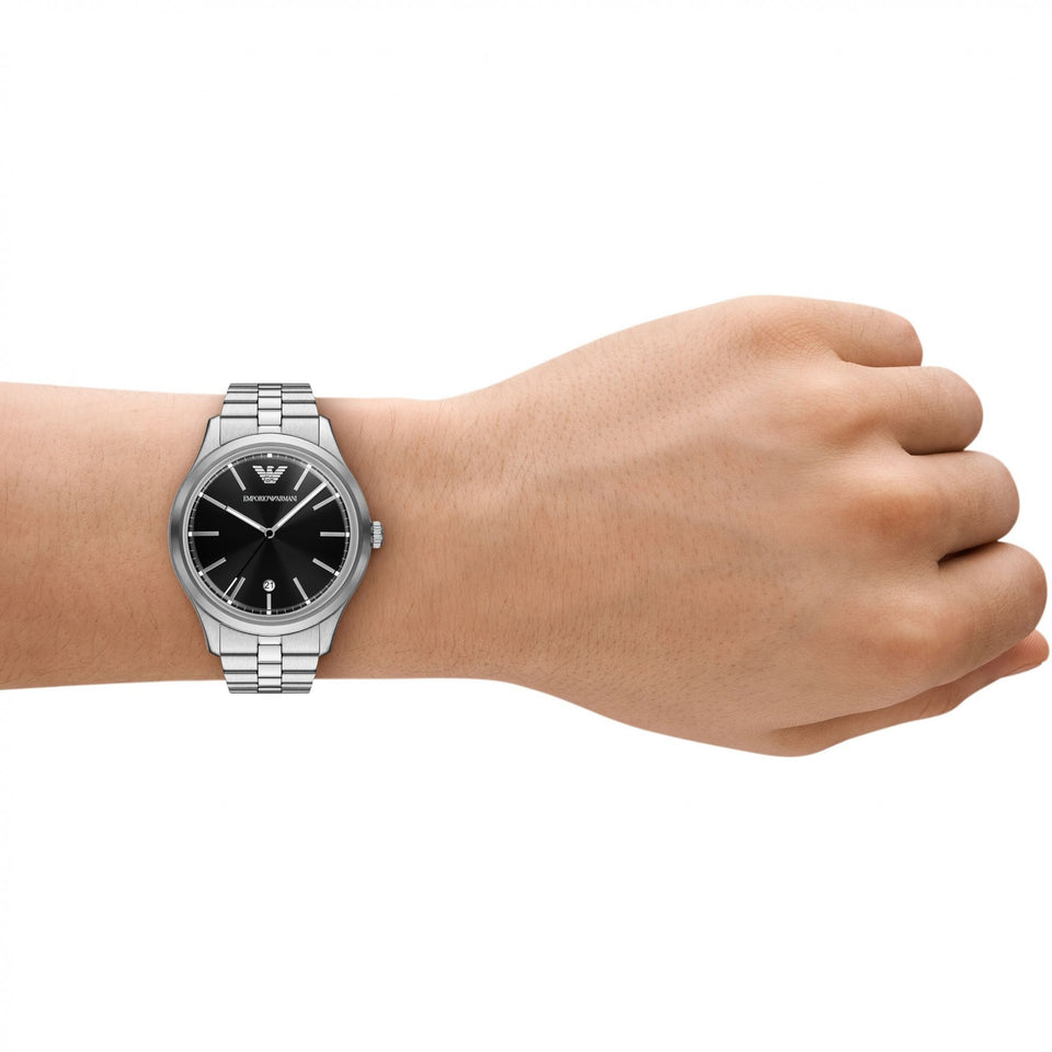 Emporio Armani Men's Dario 41mm Black Dial Stainless Steel Watch