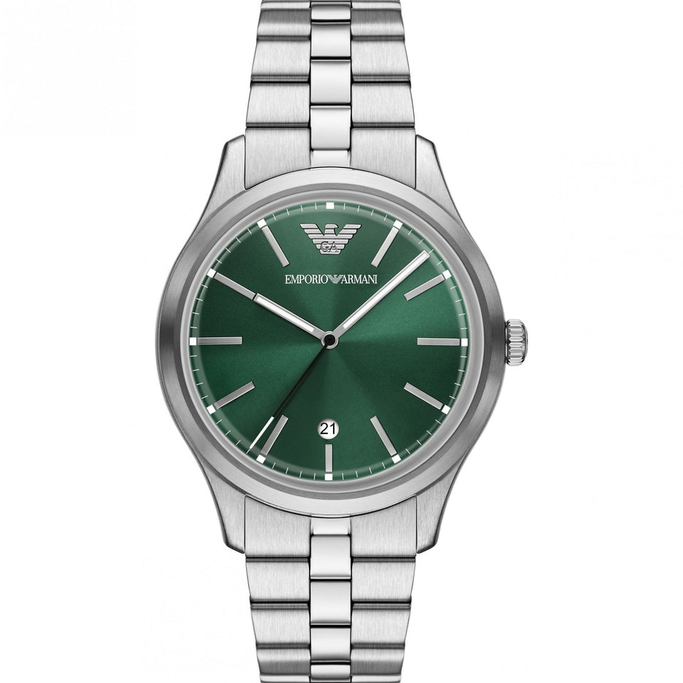 Emporio Armani Men's Dario 41mm Green Dial Stainless Steel Watch