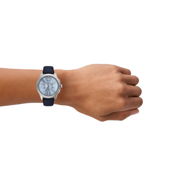 Emporio Armani Men's Dario 42mm Blue Leather Strap Watch