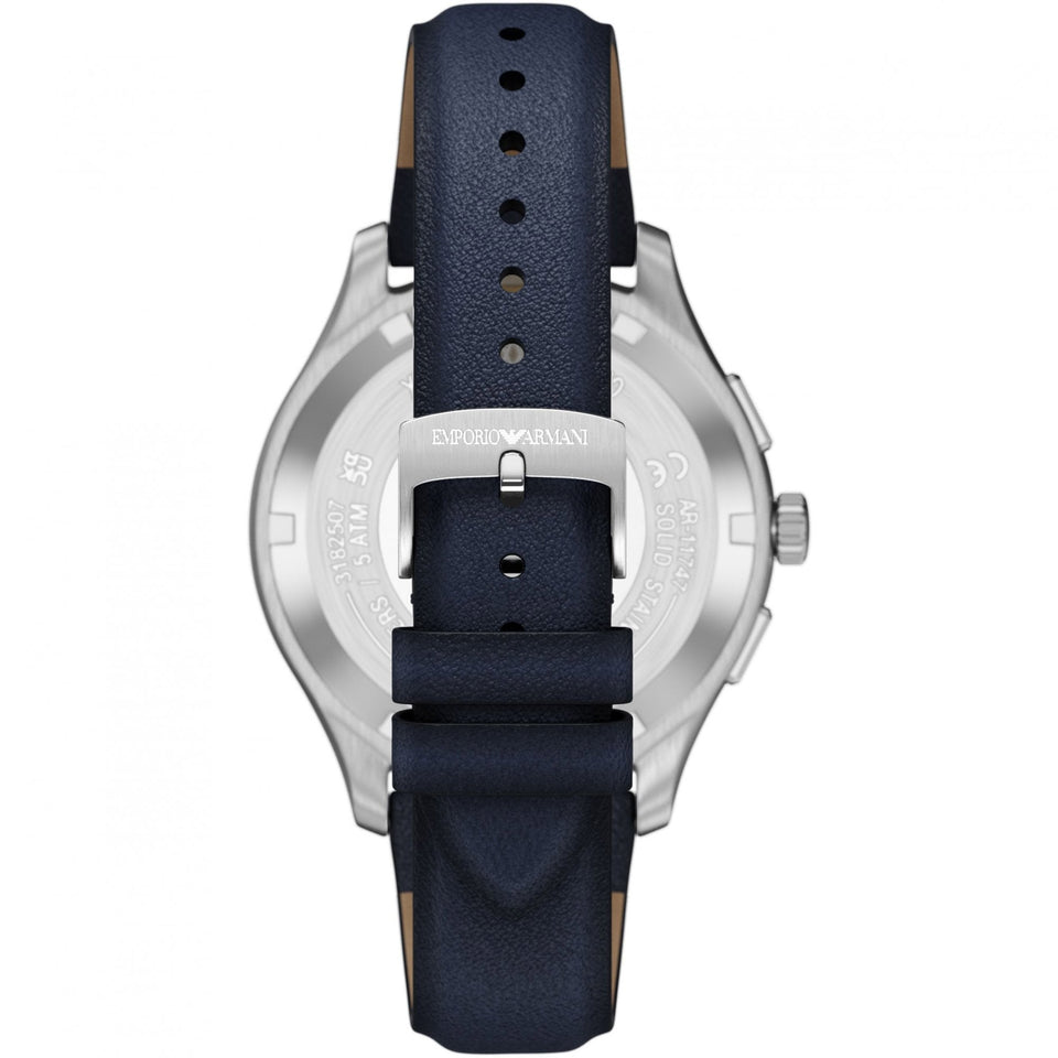 Emporio Armani Men's Dario 42mm Blue Leather Strap Watch