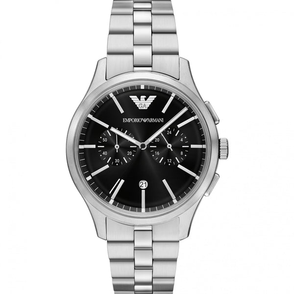 Emporio Armani Men's Dario Black Dial 42mm Stainless Steel Watch