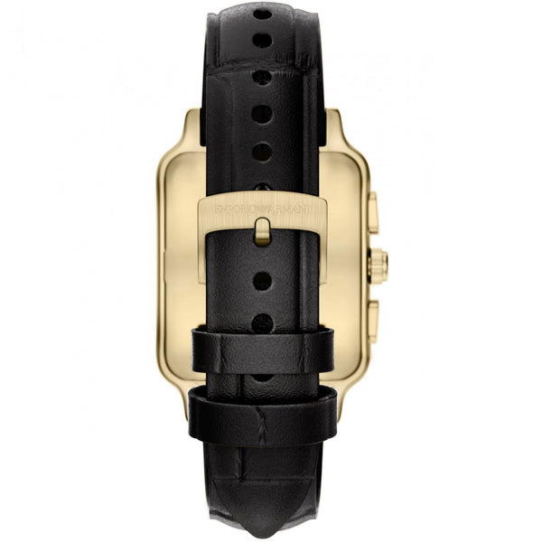 Emporio Armani Men's Diego 50mm Black Dial Leather Strap Watch