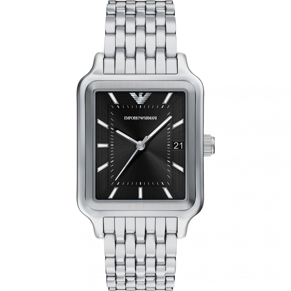 Emporio Armani Men's Diego Rectangle Black Dial Bracelet Watch