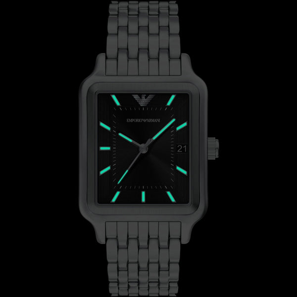 Emporio Armani Men's Diego Rectangle Black Dial Bracelet Watch