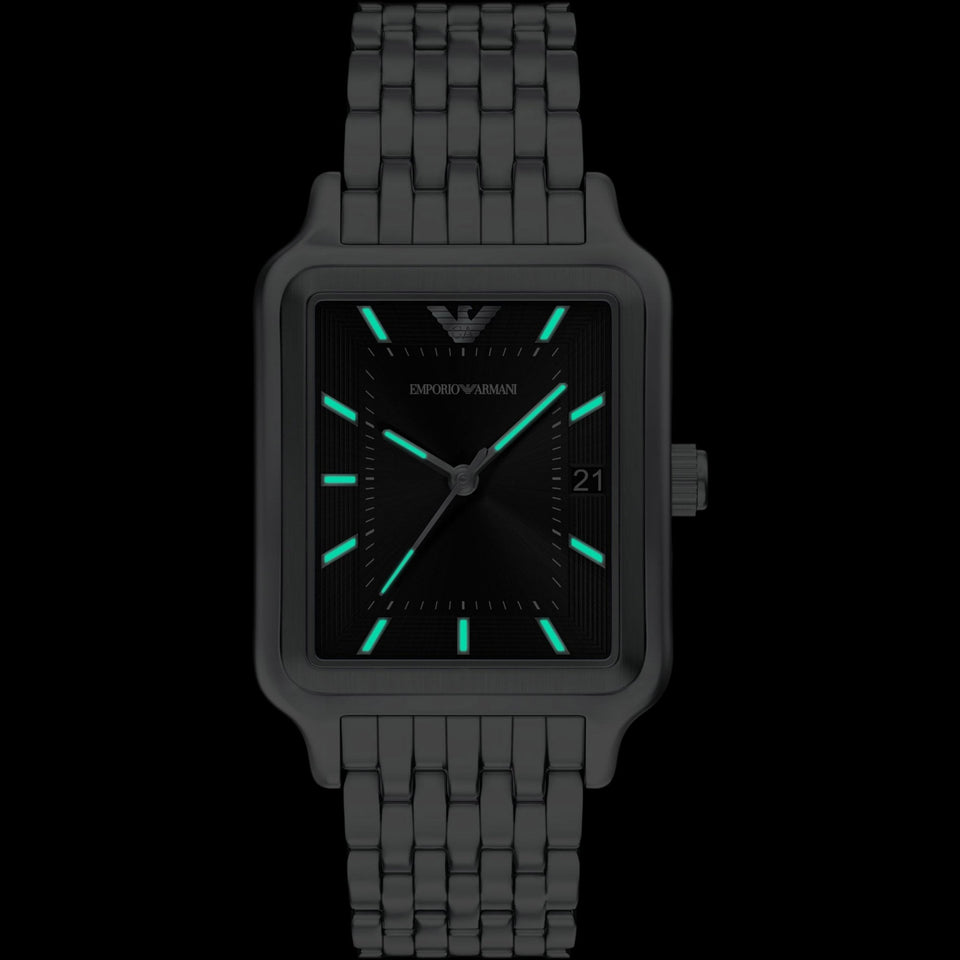 Emporio Armani Men's Diego Rectangle Black Dial Bracelet Watch