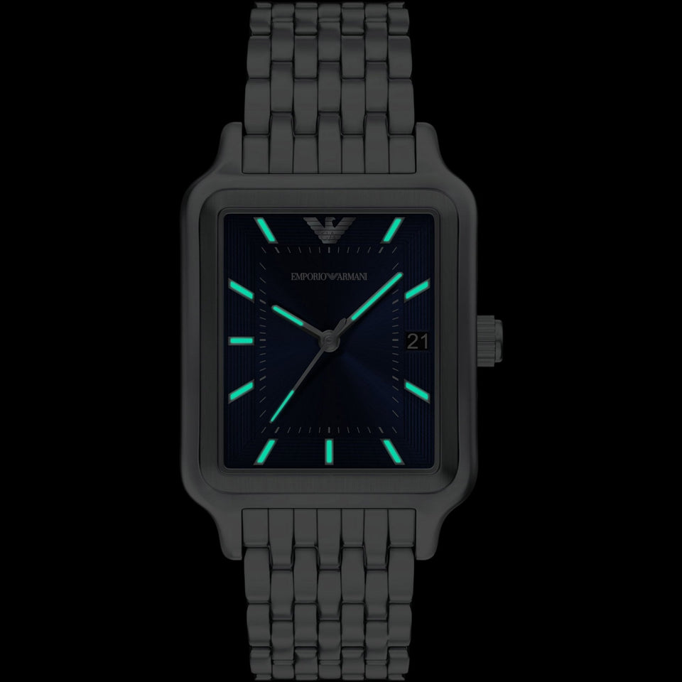 Emporio Armani Men's Diego Rectangle Blue Dial Bracelet Watch