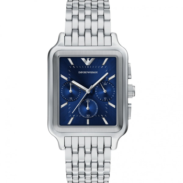 Emporio Armani Men's Diego Rectangular Blue Dial Bracelet Watch
