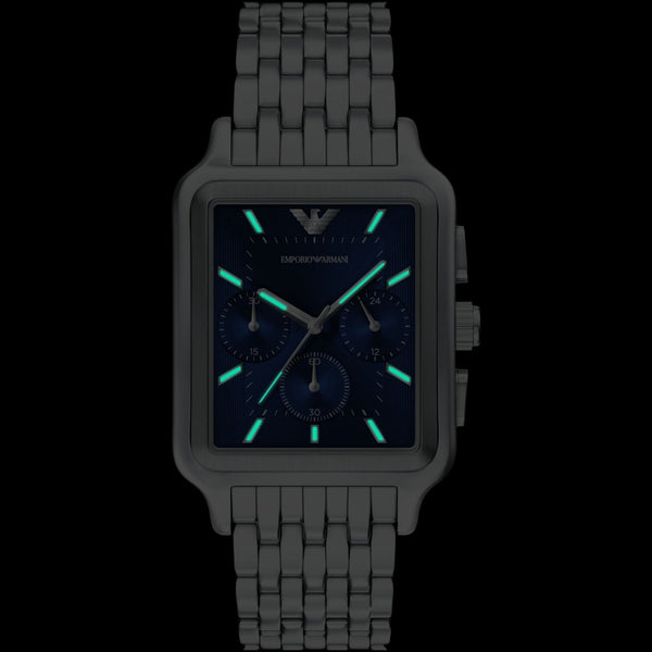 Emporio Armani Men's Diego Rectangular Blue Dial Bracelet Watch