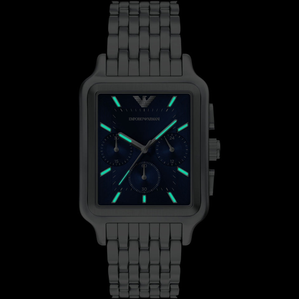 Emporio Armani Men's Diego Rectangular Blue Dial Bracelet Watch