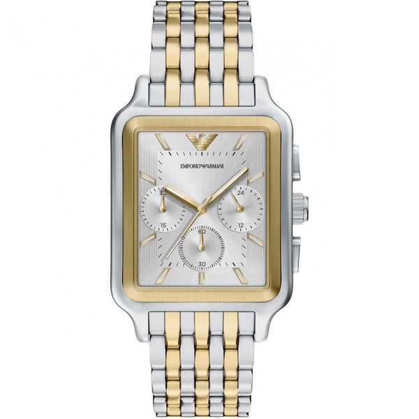 Emporio Armani Men's Diego Silver Two Tone Chronograph Watch