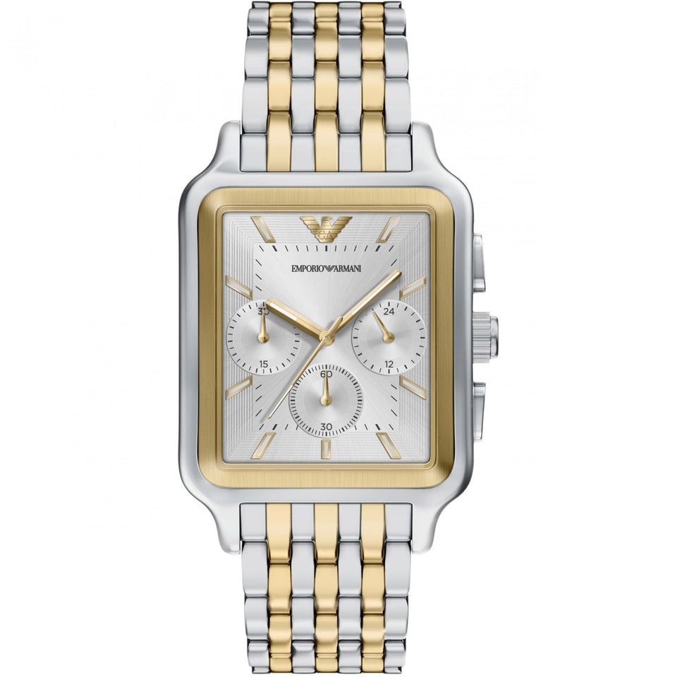 Emporio Armani Men's Diego Silver Two Tone Chronograph Watch