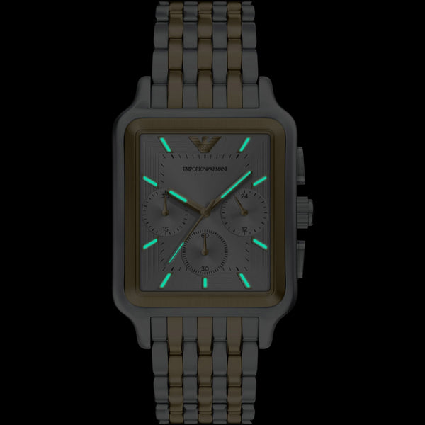 Emporio Armani Men's Diego Silver Two Tone Chronograph Watch