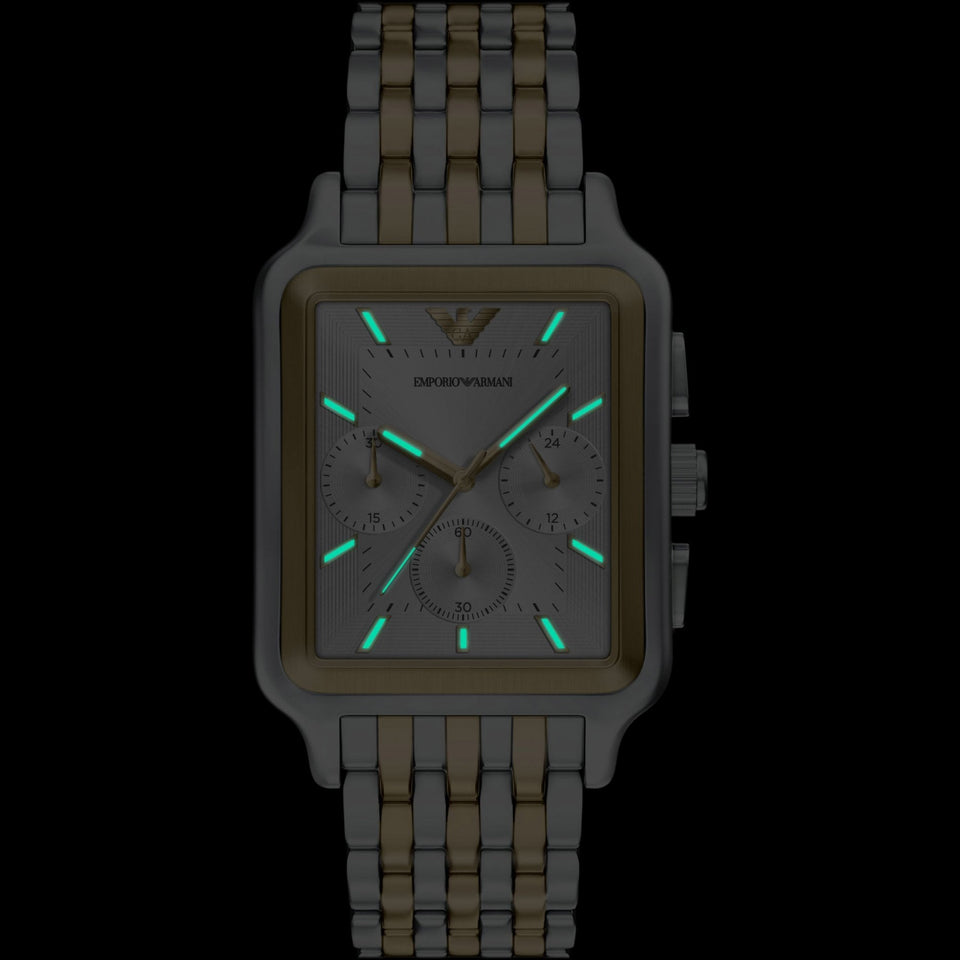 Emporio Armani Men's Diego Silver Two Tone Chronograph Watch