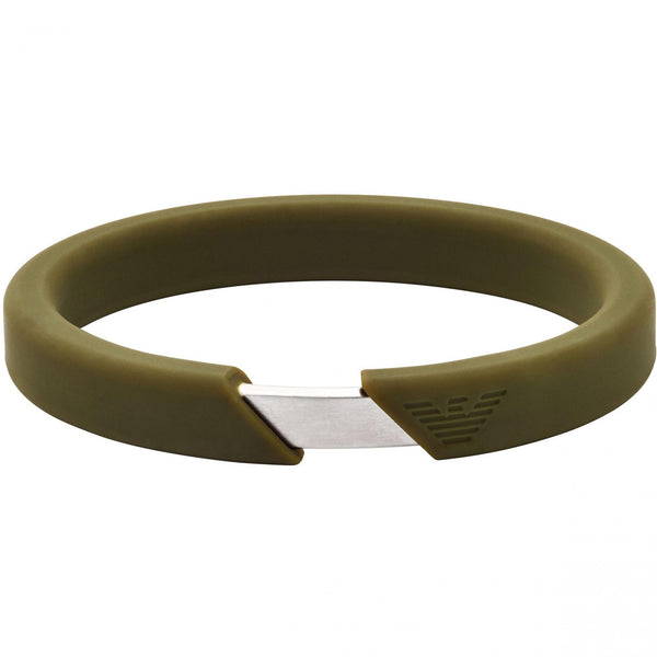 Emporio Armani Men's Eagle Logo Green Silicone Bangle