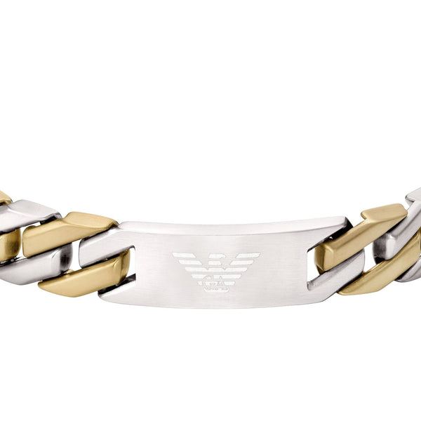 Emporio Armani Men's EAGLE LOGO ID Two Tone Chain Bracelet
