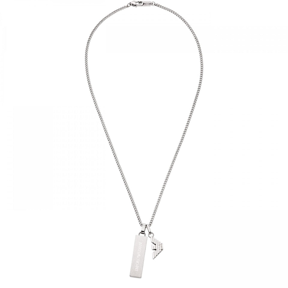 Emporio Armani Men's EAGLE LOGO Stainless Steel Dog Tag Necklace