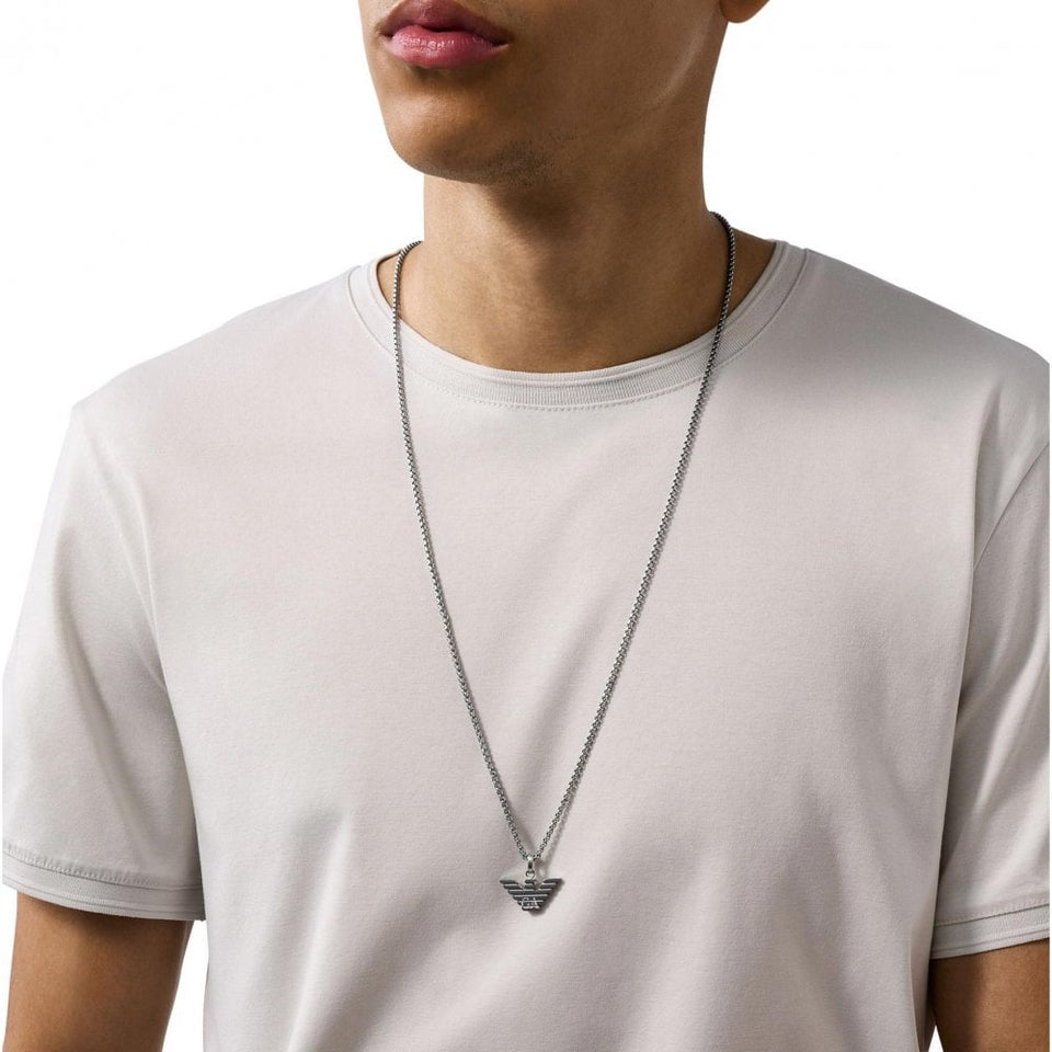 Emporio Armani Men's Eagle Logo Stainless Steel Eagle Necklace
