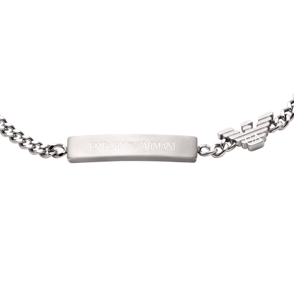 Emporio Armani Men's Eagle Logo Stainless Steel ID Bar Bracelet