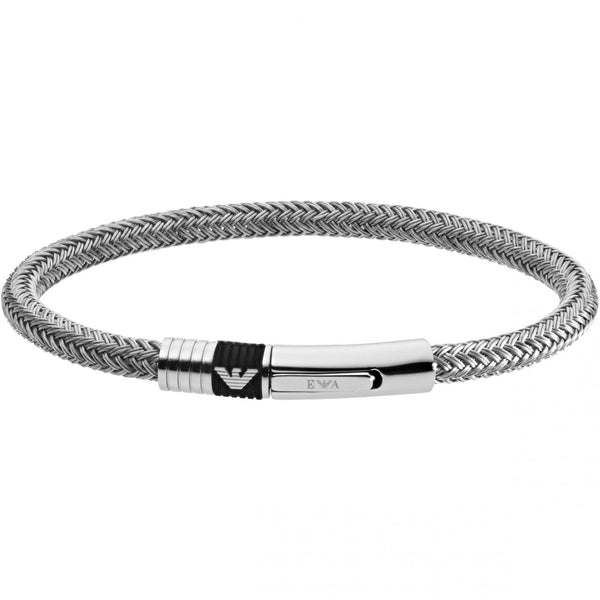 Emporio Armani Men's Eagle Logo Stainless Steel Woven Bracelet